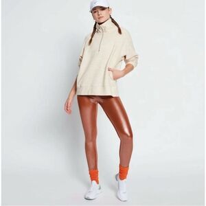 Womens Nike One Icon Clash Mid Rise 7/8 Rose Gold Shimmer Pink Clay Leggings XXL